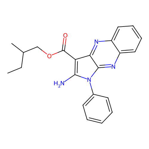 2-methylbutyl 2-amino-1-phenyl-1H-pyrrolo[2,3-b]quinoxaline-3-carboxylate structure