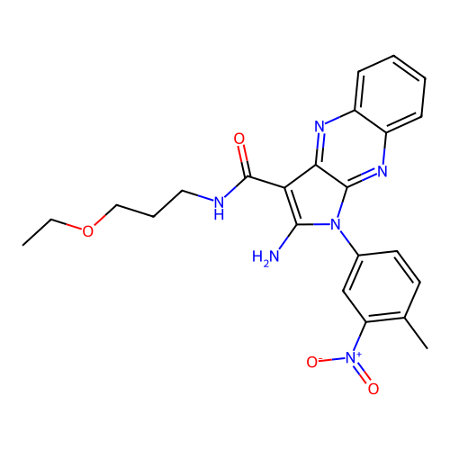 2-amino-N-(3-ethoxypropyl)-1-(4-methyl-3-nitrophenyl)-1H-pyrrolo[2,3-b]quinoxaline-3-carboxamide structure