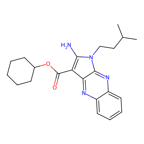 cyclohexyl 2-amino-1-(3-methylbutyl)-1H-pyrrolo[2,3-b]quinoxaline-3-carboxylate structure