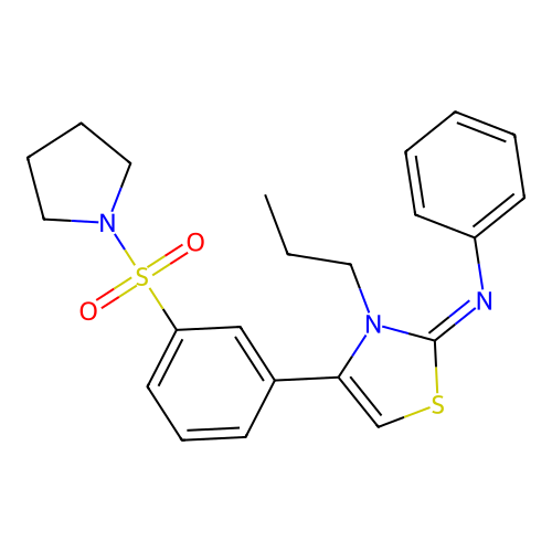 N-phenyl-3-propyl-4-(3-pyrrolidin-1-ylsulfonylphenyl)-1,3-thiazol-2-imine structure