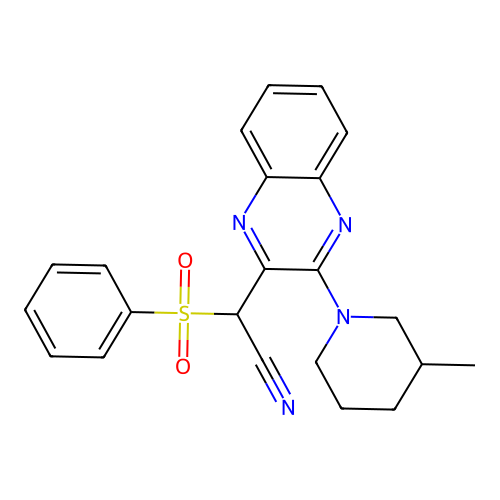 2-(Benzenesulfonyl)-2-[3-(3-methylpiperidin-1-yl)quinoxalin-2-yl]acetonitrile structure