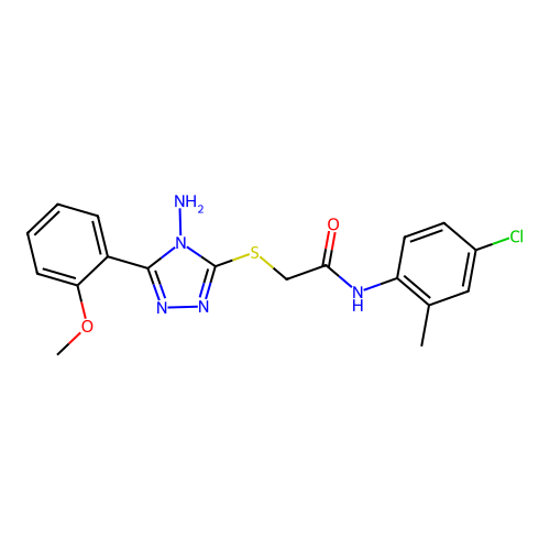 2-((4-amino-5-(2-methoxyphenyl)-4H-1,2,4-triazol-3-yl)thio)-N-(4-chloro-2-methylphenyl)acetamide structure