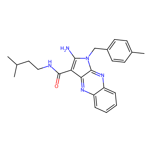 2-amino-1-(4-methylbenzyl)-N-(3-methylbutyl)-1H-pyrrolo[2,3-b]quinoxaline-3-carboxamide structure