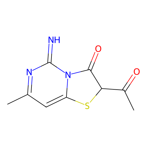 2-acetyl-5-imino-7-methyl-5H-[1,3]thiazolo[3,2-c]pyrimidin-3(2H)-one structure