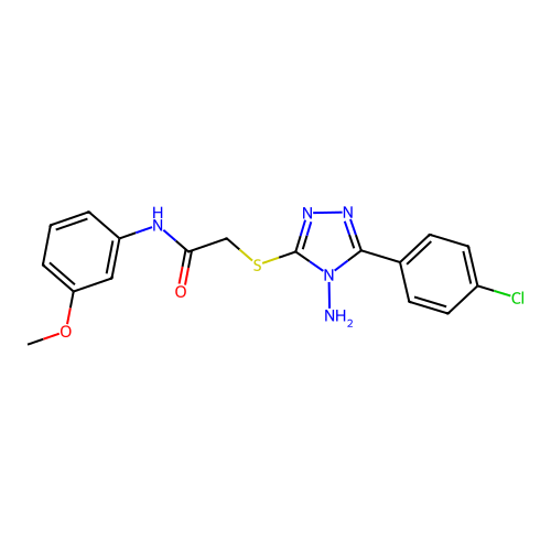 2-((4-amino-5-(4-chlorophenyl)-4H-1,2,4-triazol-3-yl)thio)-N-(3-methoxyphenyl)acetamide structure