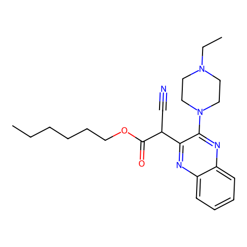 Hexyl 2-cyano-2-[3-(4-ethylpiperazin-1-yl)quinoxalin-2-yl]acetate structure