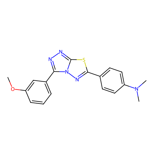 4-[3-(3-methoxyphenyl)-[1,2,4]triazolo[3,4-b][1,3,4]thiadiazol-6-yl]-N,N-dimethylaniline structure