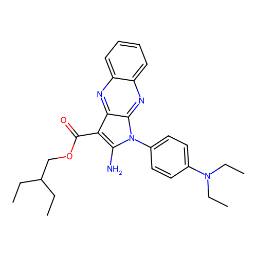 2-ethylbutyl 2-amino-1-(4-(diethylamino)phenyl)-1H-pyrrolo[2,3-b]quinoxaline-3-carboxylate structure