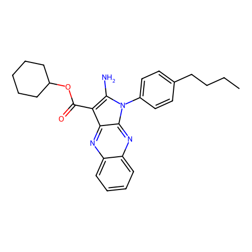 cyclohexyl 2-amino-1-(4-butylphenyl)-1H-pyrrolo[2,3-b]quinoxaline-3-carboxylate structure