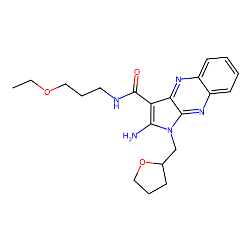 2-amino-N-(3-ethoxypropyl)-1-(oxolan-2-ylmethyl)pyrrolo[3,2-b]quinoxaline-3-carboxamide structure