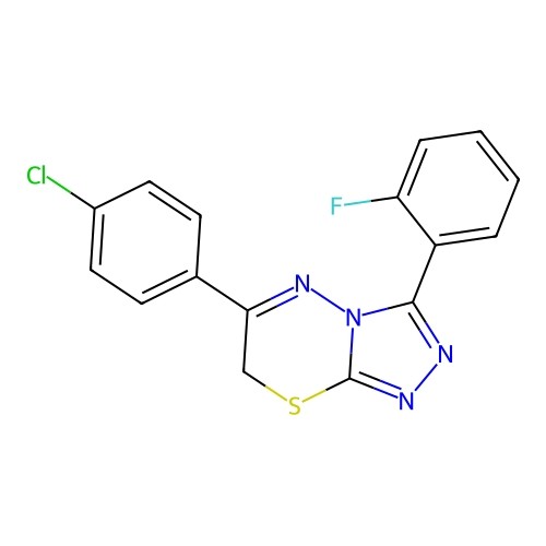 6-(4-chlorophenyl)-3-(2-fluorophenyl)-7H-[1,2,4]triazolo[3,4-b][1,3,4]thiadiazine structure