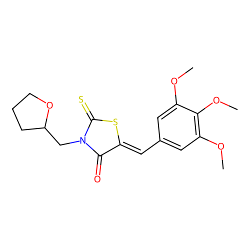 (Z)-3-((tetrahydrofuran-2-yl)methyl)-2-thioxo-5-(3,4,5-trimethoxybenzylidene)thiazolidin-4-one structure