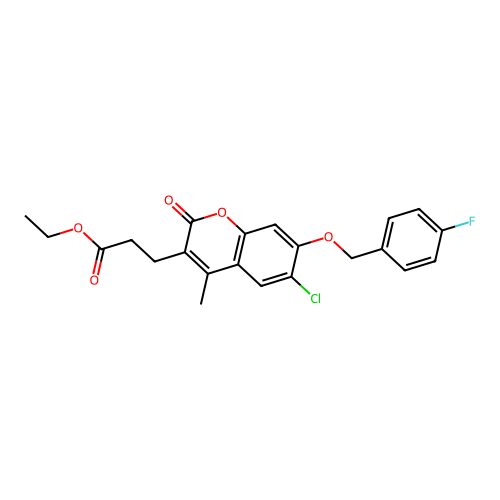 ethyl 3-{6-chloro-7-[(4-fluorobenzyl)oxy]-4-methyl-2-oxo-2H-chromen-3-yl}propanoate structure
