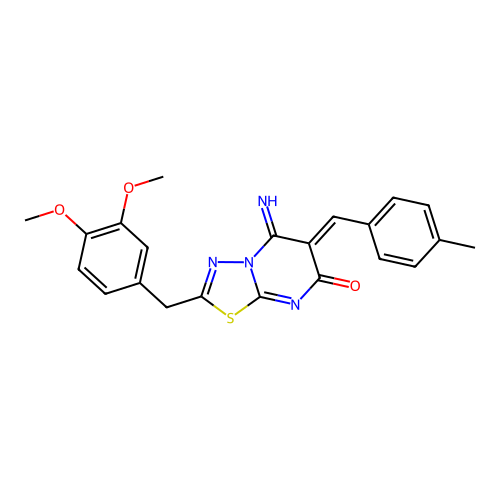 (Z)-2-(3,4-dimethoxybenzyl)-5-imino-6-(4-methylbenzylidene)-5H-[1,3,4]thiadiazolo[3,2-a]pyrimidin-7(6H)-one structure