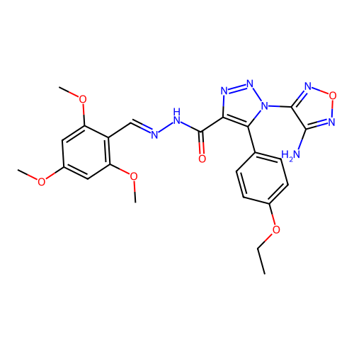 (E)-1-(4-amino-1,2,5-oxadiazol-3-yl)-5-(4-ethoxyphenyl)-N'-(2,4,6-trimethoxybenzylidene)-1H-1,2,3-triazole-4-carbohydrazide structure