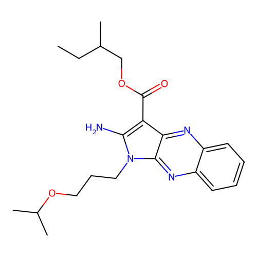 2-methylbutyl 2-amino-1-(3-isopropoxypropyl)-1H-pyrrolo[2,3-b]quinoxaline-3-carboxylate structure