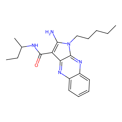2-amino-N-(butan-2-yl)-1-pentyl-1H-pyrrolo[2,3-b]quinoxaline-3-carboxamide structure