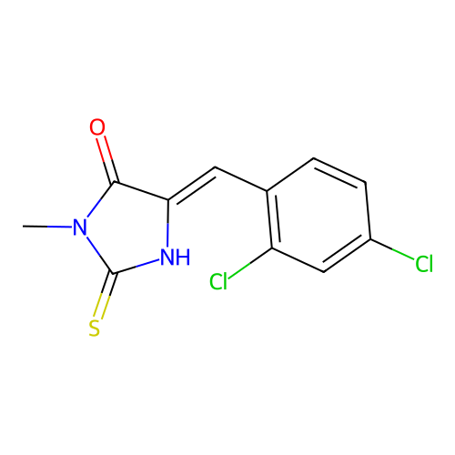 (5Z)-5-(2,4-dichlorobenzylidene)-3-methyl-2-thioxoimidazolidin-4-one structure