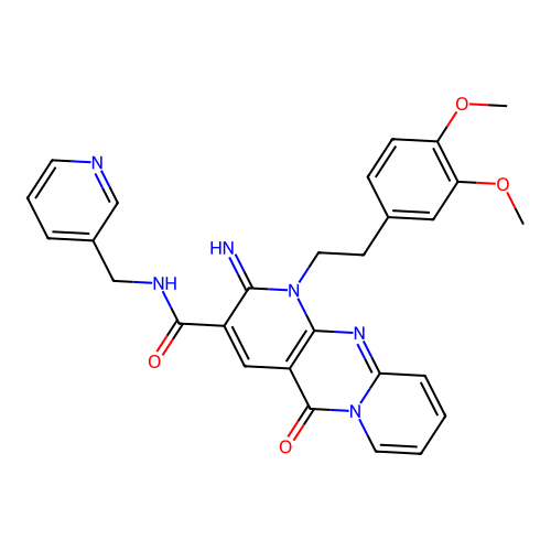 {1-[2-(3,4-dimethoxyphenyl)ethyl]-2-imino-5-oxo(1,6-dihydropyridino[1,2-a]pyri dino[2,3-d]pyrimidin-3-yl)}-N-(3-pyridylmethyl)carboxamide structure