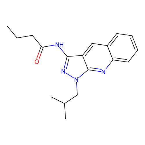 N-[1-(2-methylpropyl)pyrazolo[3,4-b]quinolin-3-yl]butanamide structure