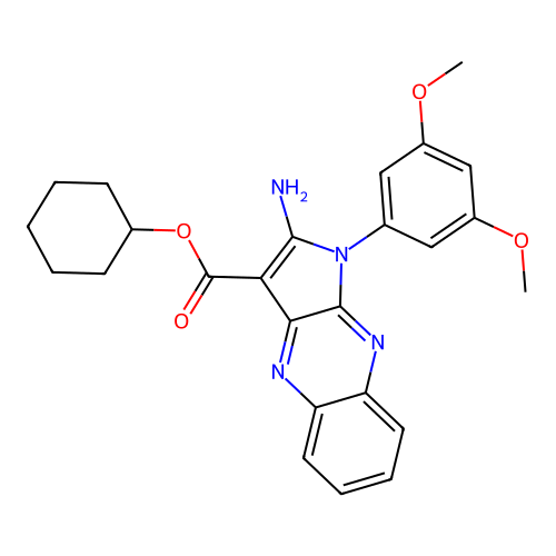 cyclohexyl 2-amino-1-(3,5-dimethoxyphenyl)-1H-pyrrolo[2,3-b]quinoxaline-3-carboxylate structure