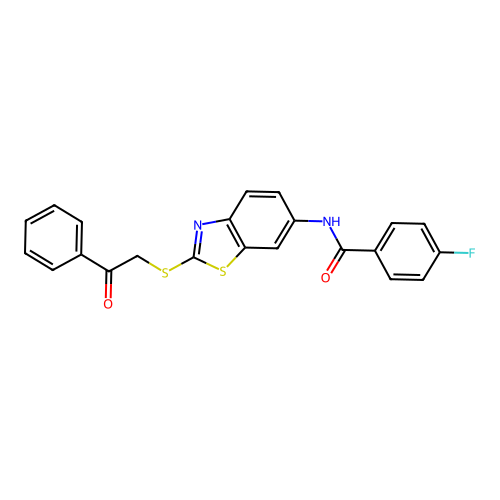 4-fluoro-N-{2-[(2-oxo-2-phenylethyl)sulfanyl]-1,3-benzothiazol-6-yl}benzamide structure