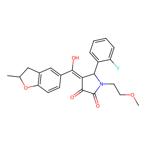 5-(2-fluorophenyl)-3-hydroxy-1-(2-methoxyethyl)-4-(2-methyl-2,3-dihydro-1-benzofuran-5-carbonyl)-2,5-dihydro-1H-pyrrol-2-one structure