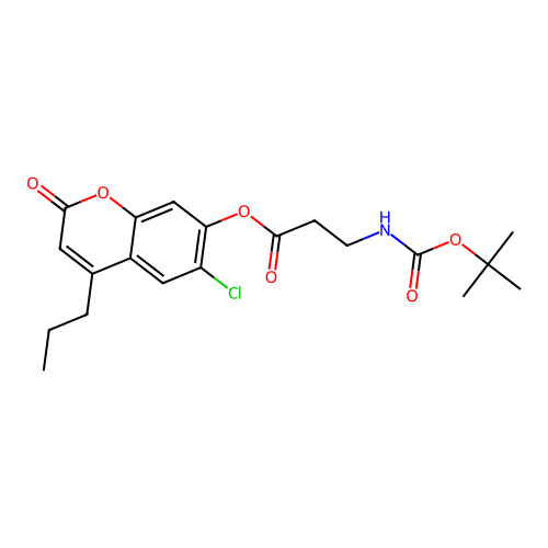 6-chloro-2-oxo-4-propyl-2H-chromen-7-yl 3-((tert-butoxycarbonyl)amino)propanoate structure