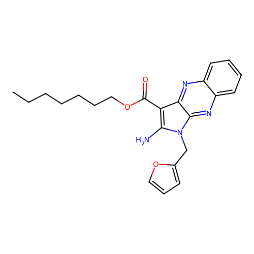 heptyl 2-amino-1-(furan-2-ylmethyl)-1H-pyrrolo[2,3-b]quinoxaline-3-carboxylate structure