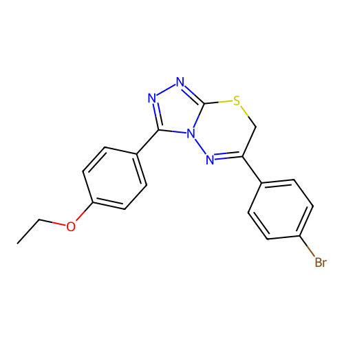 6-(4-bromophenyl)-3-(4-ethoxyphenyl)-7H-[1,2,4]triazolo[3,4-b][1,3,4]thiadiazine structure