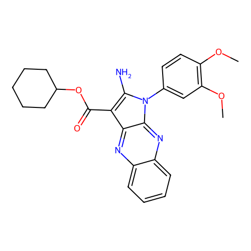 cyclohexyl 2-amino-1-(3,4-dimethoxyphenyl)-1H-pyrrolo[2,3-b]quinoxaline-3-carboxylate structure