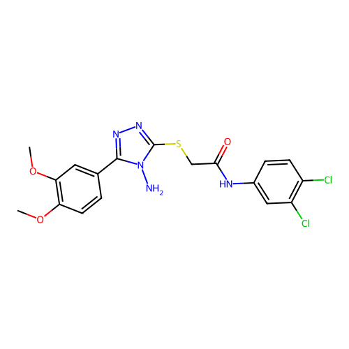 2-[4-amino-5-(3,4-dimethoxyphenyl)(1,2,4-triazol-3-ylthio)]-N-(3,4-dichlorophe nyl)acetamide structure