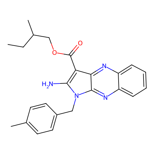 2-methylbutyl 2-amino-1-(4-methylbenzyl)-1H-pyrrolo[2,3-b]quinoxaline-3-carboxylate structure
