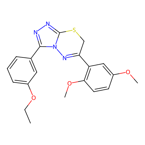 6-(2,5-dimethoxyphenyl)-3-(3-ethoxyphenyl)-7H-[1,2,4]triazolo[3,4-b][1,3,4]thiadiazine structure