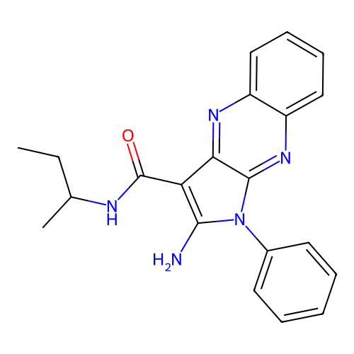 2-amino-N-(butan-2-yl)-1-phenyl-1H-pyrrolo[2,3-b]quinoxaline-3-carboxamide structure