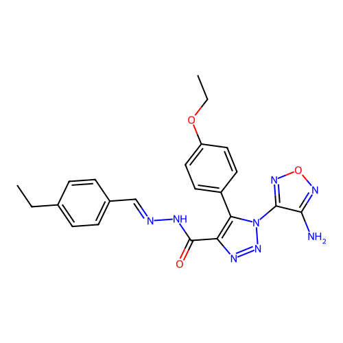 (E)-1-(4-amino-1,2,5-oxadiazol-3-yl)-5-(4-ethoxyphenyl)-N'-(4-ethylbenzylidene)-1H-1,2,3-triazole-4-carbohydrazide structure