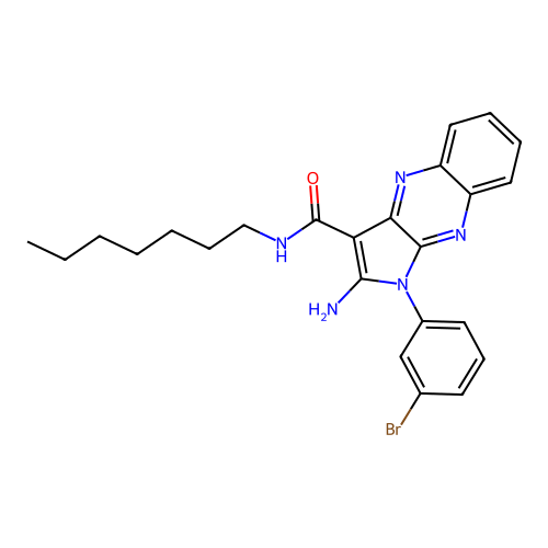 2-amino-1-(3-bromophenyl)-N-heptyl-1H-pyrrolo[2,3-b]quinoxaline-3-carboxamide structure