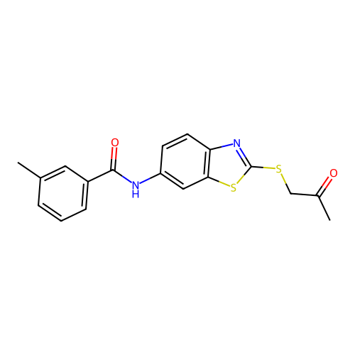 3-methyl-N-{2-[(2-oxopropyl)sulfanyl]-1,3-benzothiazol-6-yl}benzamide structure