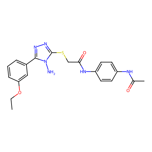 N-[4-(acetylamino)phenyl]-2-{[4-amino-5-(3-ethoxyphenyl)-4H-1,2,4-triazol-3-yl]sulfanyl}acetamide structure
