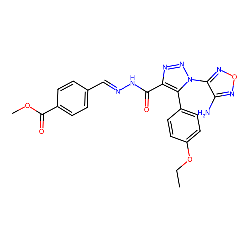 (E)-methyl 4-((2-(1-(4-amino-1,2,5-oxadiazol-3-yl)-5-(4-ethoxyphenyl)-1H-1,2,3-triazole-4-carbonyl)hydrazono)methyl)benzoate structure