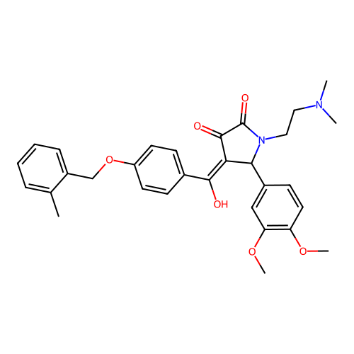 (4E)-5-(3,4-dimethoxyphenyl)-1-(2-dimethylaminoethyl)-4-[hydroxy-[4-[(2-methylphenyl)methoxy]phenyl]methylidene]pyrrolidine-2,3-dione structure