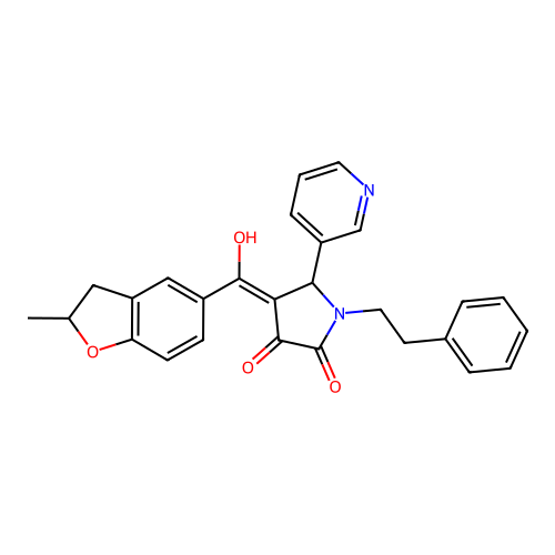 3-hydroxy-4-(2-methyl-2,3-dihydro-1-benzofuran-5-carbonyl)-1-(2-phenylethyl)-5-(pyridin-3-yl)-2,5-dihydro-1H-pyrrol-2-one structure