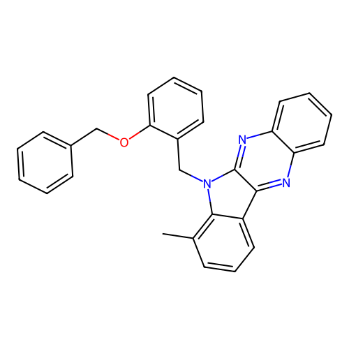 6-[2-(benzyloxy)benzyl]-7-methyl-6H-indolo[2,3-b]quinoxaline structure