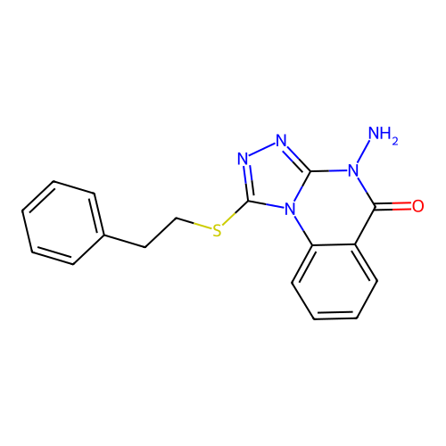 4-amino-1-[(2-phenylethyl)sulfanyl][1,2,4]triazolo[4,3-a]quinazolin-5(4H)-one structure