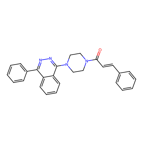 (2E)-3-phenyl-1-[4-(4-phenylphthalazin-1-yl)piperazin-1-yl]prop-2-en-1-one structure