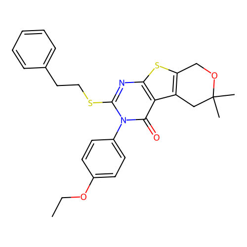 3-(4-ETHOXYPHENYL)-6,6-DIMETHYL-2-(PHENETHYLSULFANYL)-3,5,6,8-TETRAHYDRO-4H-PYRANO[4',3':4,5]THIENO[2,3-D]PYRIMIDIN-4-ONE structure
