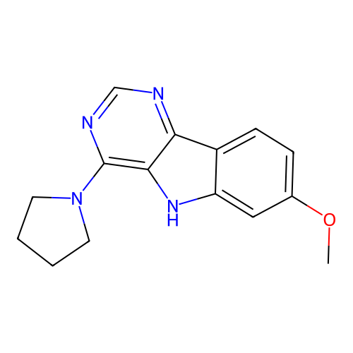 7-methoxy-4-(pyrrolidin-1-yl)-5H-pyrimido[5,4-b]indole structure