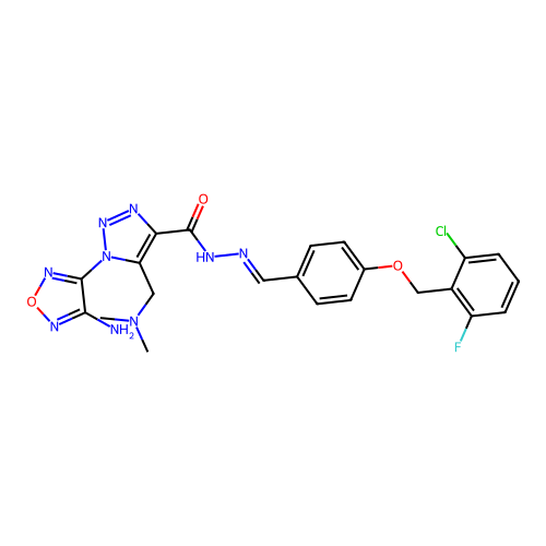 (E)-1-(4-amino-1,2,5-oxadiazol-3-yl)-N'-(4-((2-chloro-6-fluorobenzyl)oxy)benzylidene)-5-((dimethylamino)methyl)-1H-1,2,3-triazole-4-carbohydrazide structure