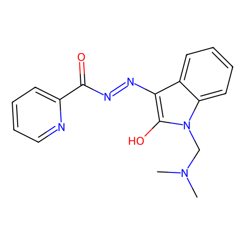 (Z)-N'-(1-((dimethylamino)methyl)-2-oxoindolin-3-ylidene)picolinohydrazide structure
