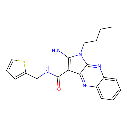 2-amino-1-butyl-N-(thiophen-2-ylmethyl)pyrrolo[3,2-b]quinoxaline-3-carboxamide structure